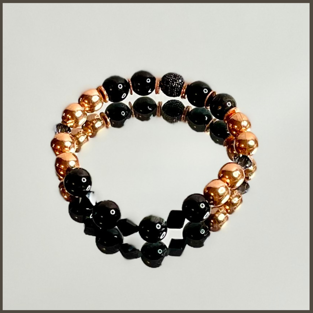 Copper & Genuine Natural Black Astrophyllite Women's Bracelet